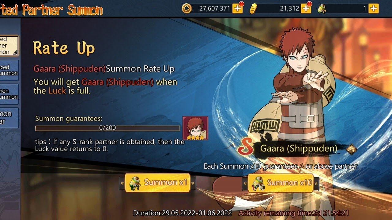 200X summon rate down Gaara 😑