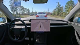 Tesla Full Self Driving 13.2.1-Timelapse-New Caney, TX Tesla Superchargers & Kingwood, TX 7-11 4K HD