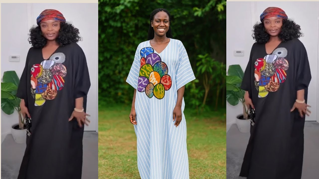 Как выкроить и сшить это модное платье-кафтан «бубу» с круговыми нашивками в стиле Анкара. || Под...