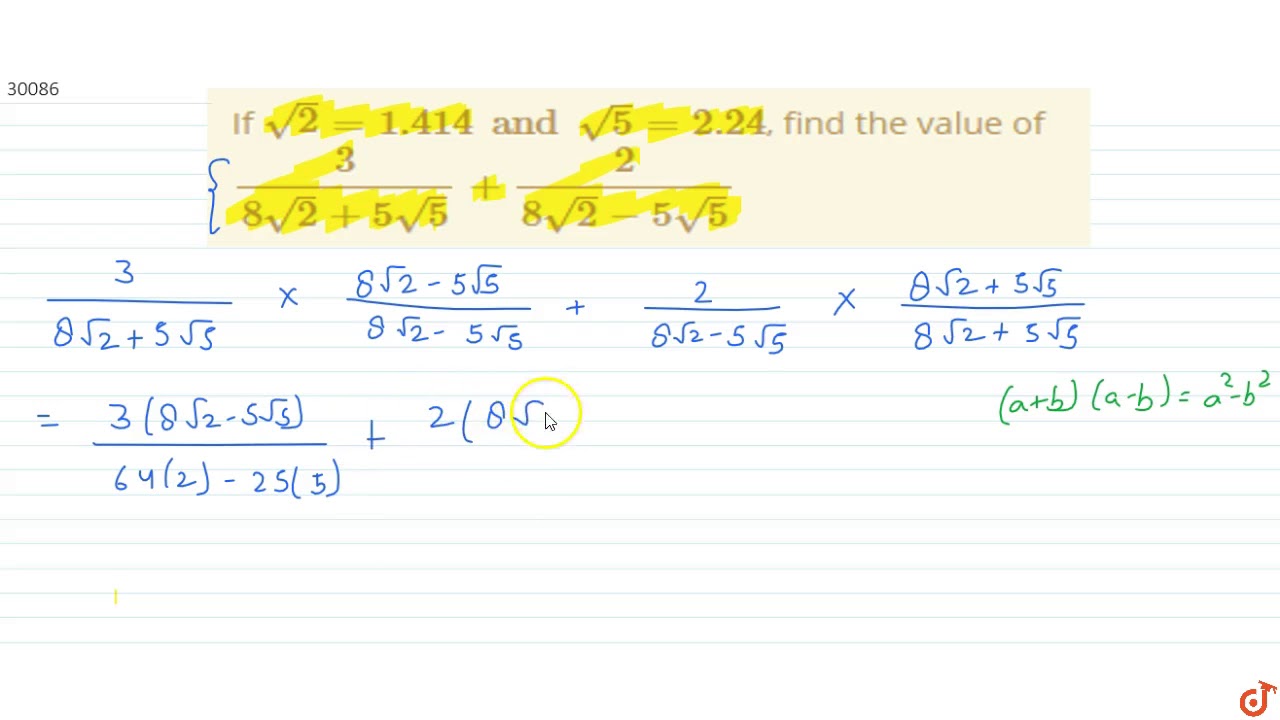 If sqrt2 1 414 And Sqrt5 2 24 Find The Value Of 3 8sqrt2 5sqrt5 if-sqrt2-1-414-and-sqrt5-2-24-find-the-value-of-3-8sqrt2-5sqrt5