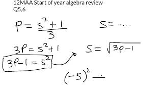 12MAA 2018 CMT - Algebra review Q5,6