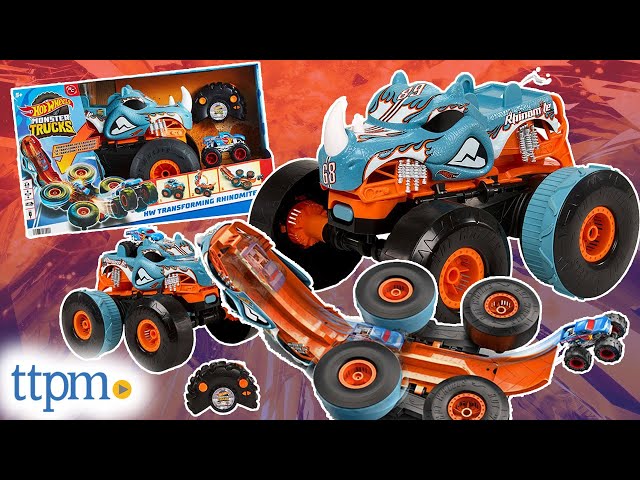 Hot Wheels Monster Trucks RC Rhinomite Transforms into Launcher, Includes  1:64 Scale Toy Truck 