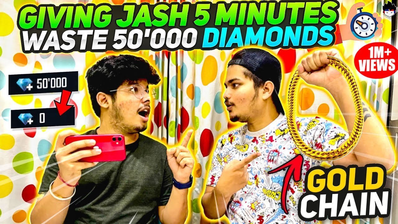 Ritik Gave Jash 5 Minutes To Spend 50000💎 Diamonds Challenge 😱 For Real Gold Chain | Free Fire