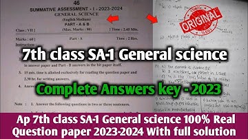Ap 7th class general science sa1 question paper 2023-24|7h sa1 ps&ns question paper 2023 with answer