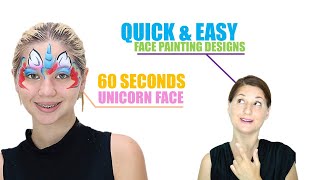 SHORT - Quick and Easy 60 Seconds Unicorn Face Painting Demo - Step by Step
