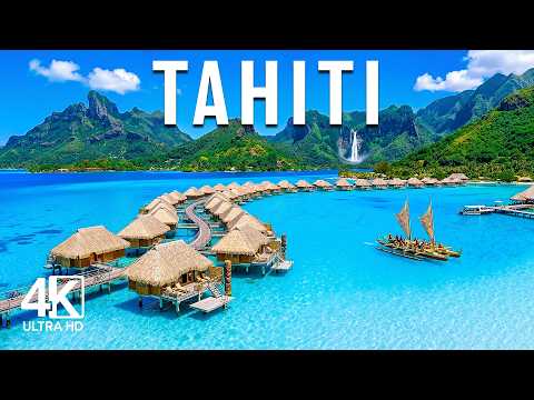 TAHITI 🇵🇫 4K Drone Footage | Unreal Turquoise Lagoons & Deep House Paradise