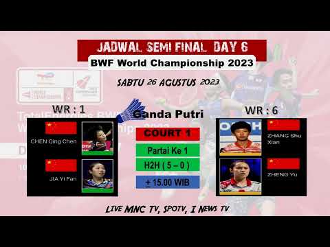 Jadwal Semifinal BWF World Championship 2023  INDONESIA vs Unggulan KOREA