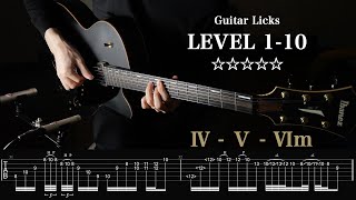 The 10 Levels Of Guitar Licks (Fmaj7 - G7 - Am7) Neo Soul Guitar