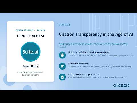 Scite.ai — прозрачность цитирования в эпоху ИИ | Онлайн-конференция «ИИ в исследованиях 2026» — Alfasoft