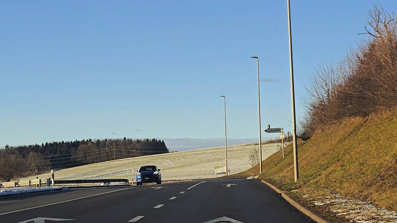 Driving Around at Sunset 🌅❄️🚗 | Wünnewil - Laupen, Switzerland.
