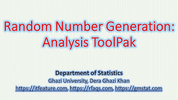 Random Number Generation: MS Excel Analysis ToolPak