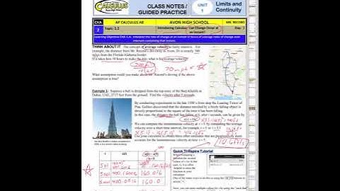 AP Calculus 1.1 Introducing Calculus - Can Change Occur at an Instant?