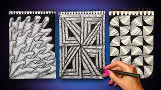 8 Easy 3D Zentangle Art Ideas ✨ Relaxing Doodle Patterns for Beginners