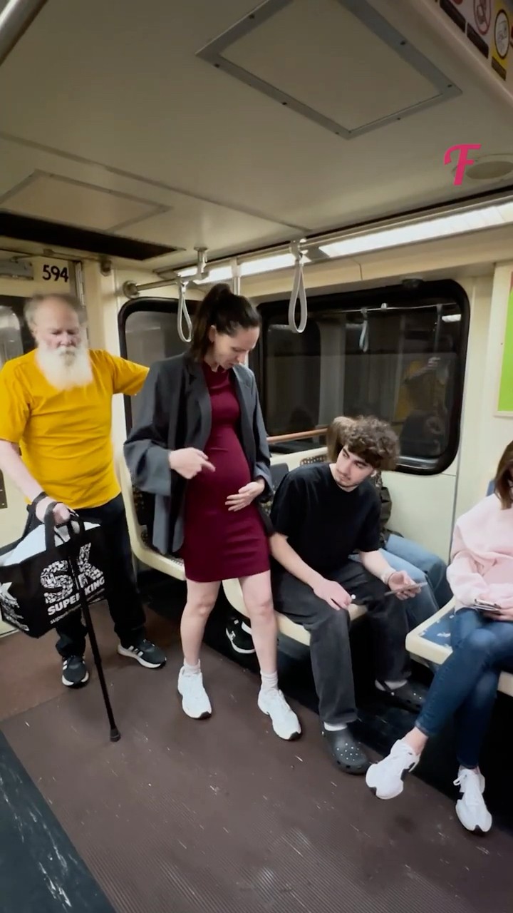 She Faked Pregnancy to Get a Seat for an Elderly Man! #shorts