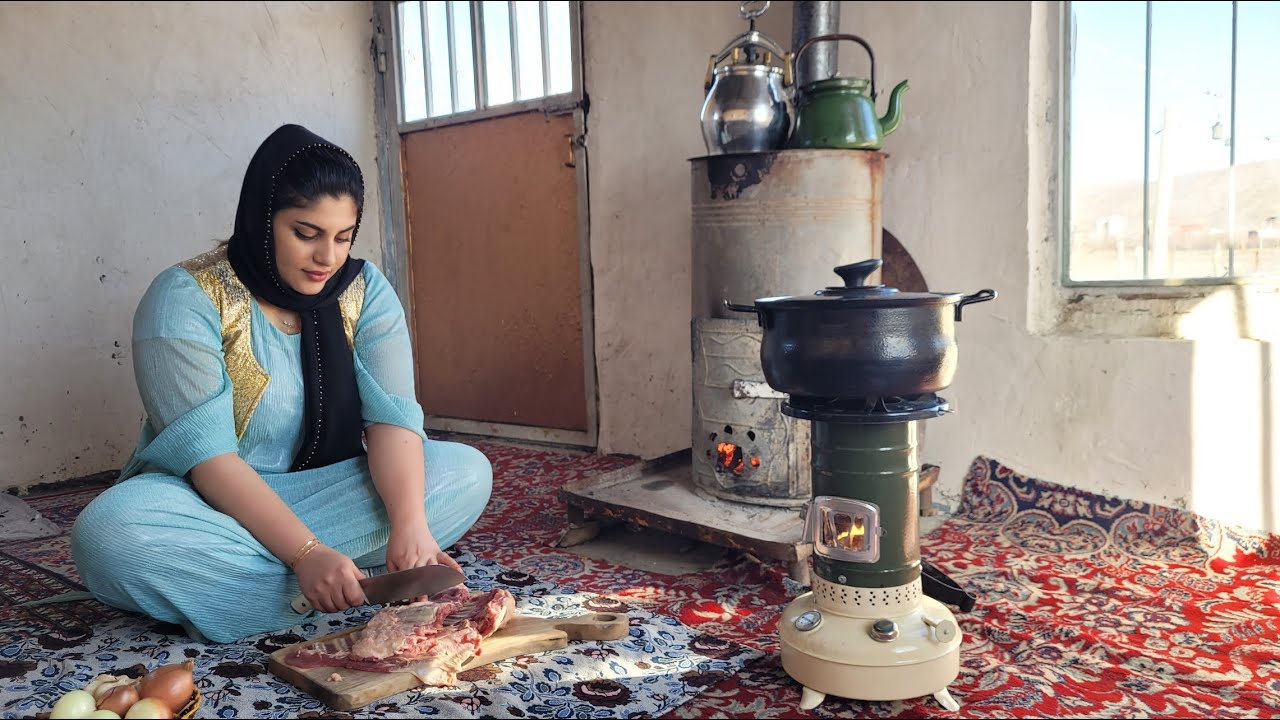 IRAN rural life in the mountains | Cooking lamb and salmon in western ...