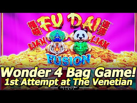The Bag Game Times 4! NEW Fu Dai Lian Lian Fusion Slot Machine at the Venetian in Las Vegas!