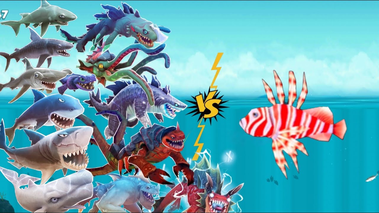 Hungry Shark Evolution - Lion Fish Vs All Sharks 🦈