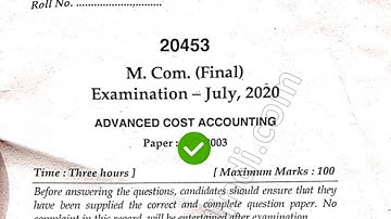 2020 Mdu MCom DDE Final Advance Cost Accounting Question Paper