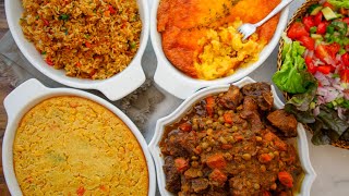 Curry Stew Pork, Corn Pie, Cassava Pie, Fried Rice, Salad | Sunday Lunch #cookwithme