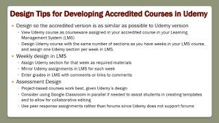 How to Design Courses in Udemy for Academic Credit