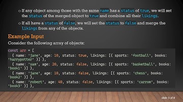 Merging Objects in JavaScript: How to Combine Data Based on Common Keys name and status
