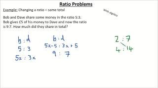 Changing a ratio   same total with algebra