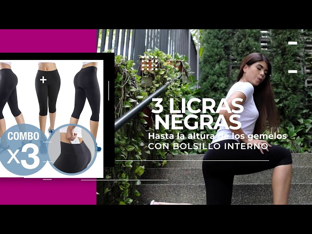 Tres Licras 3/4 Mujer Running Algodón Bolsillo Celular Thin & Happy