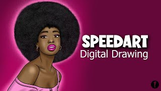 Afro Portrait Digital Drawing in Procreate | Speed Art Process (Black Woman Illustration)