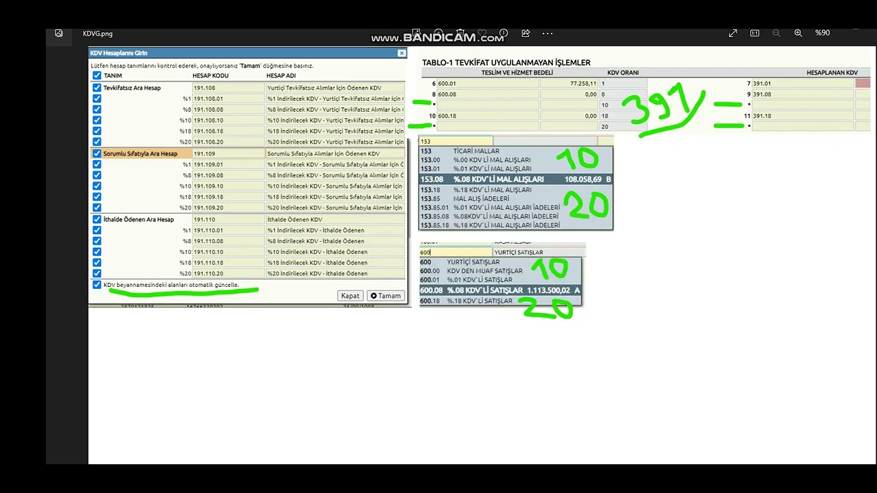 LUCATALEPKDV HESAPLARINI DÜZENLEME DE 391153150600 HES. OTO