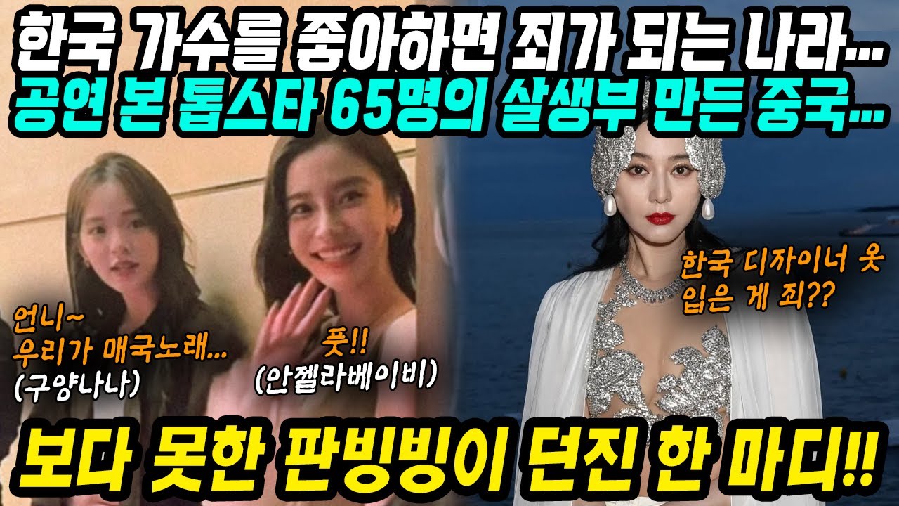 중국반응│한국 가수를 좋아하면 죄가 되는 나라│콘서트 보러간 톱스타들 65명 살생부 만든 중국│한국 디자이너 드레스 입었다고 욕먹은 판빙빙의 한마디│중국어로[路]
