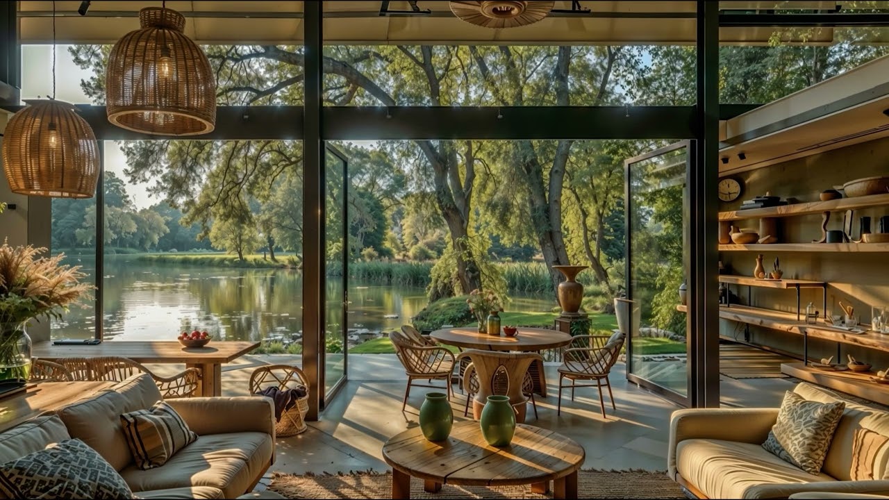 🌸 Fresh Spring Jazz Escape at Lakeside Café 🌿 Soft Relaxing Music for Stress Relief & Cozy Vibes