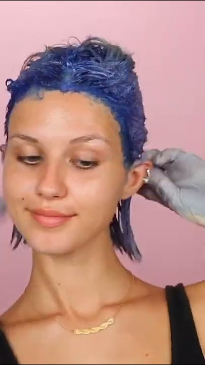 POWDER BLUE HAIR 😍 #hairdye #haircolor #bluehair