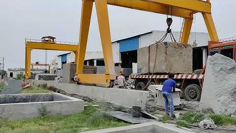 Big Stone Unloading at Stone Factory - Granite Block