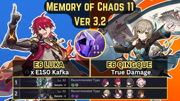 E6 Luka x E1S0 Kafka & E6 Qingque True Damage | MOC 11 3 Stars | V3.2 | HSR