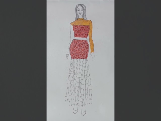 beautiful fashion dress drawing #art #artist #fashionart #short #shortvideo #fashion #drawing #dress