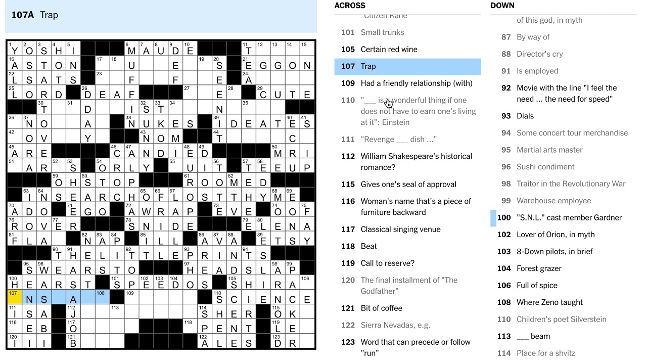 Sunday 10/18/20 NYT Crossword YouTube