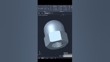Hex Cap Nut in AutoCAD 3D #autocadshorts
