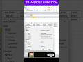 The excel transpose function | excel | #transpose #shorts #excel