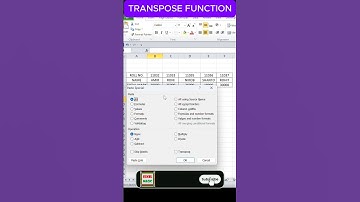 The excel transpose function | excel | #transpose #shorts #excel