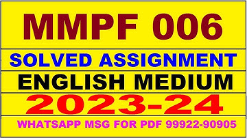mmpf 006 solved assignment 2023-24 | mmpf 6 solved assignment in english 2024 | mmpf 6 2024