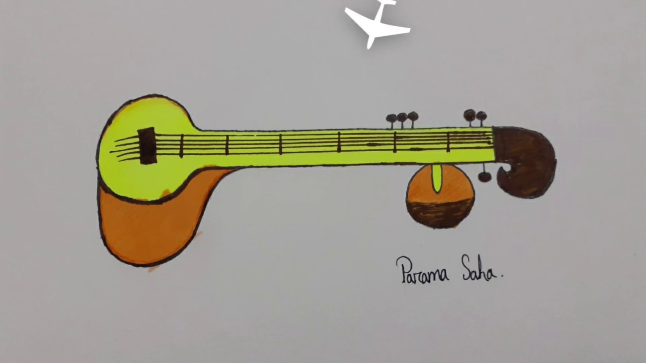 Veena Drawing How to draw a Veena Drawing kids drawing YouTube
