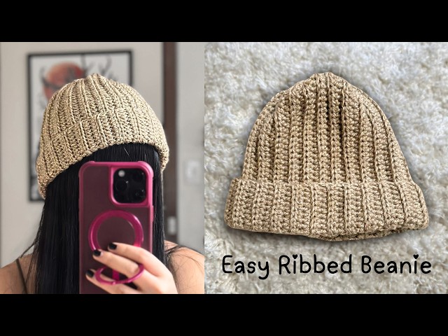 How to Crochet an Easy Ribbed Beanie - YouTube