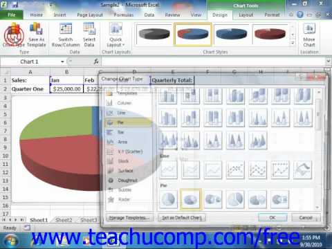 Excel 2010 Tutorial Changing the Chart Type Microsoft Training Lesson 20.4