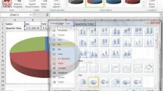 Excel 2010 Tutorial Changing the Chart Type Microsoft Training Lesson 20.4