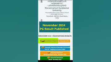 November 2024 PG Result Published | MS University | msuniv.com | msuniv.ac.in #msuniversity #shorts