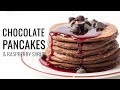 VEGAN CHOCOLATE PANCAKES with a raspberry syrup ❤️