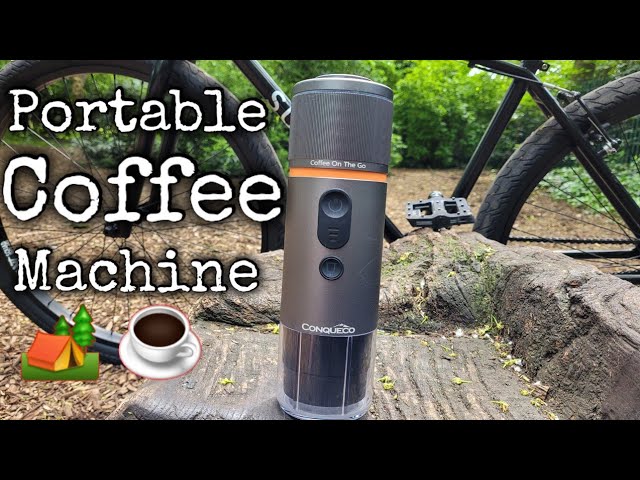 CONQUECO Portable Espresso Machine Travel - 12V Car Coffee Maker with Battery for Camping - Small Electric - 3 Mins Heating - Rechargeable USB