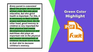 How to Highlight and Markup PDFs with Green Color in Foxit PDF Editor