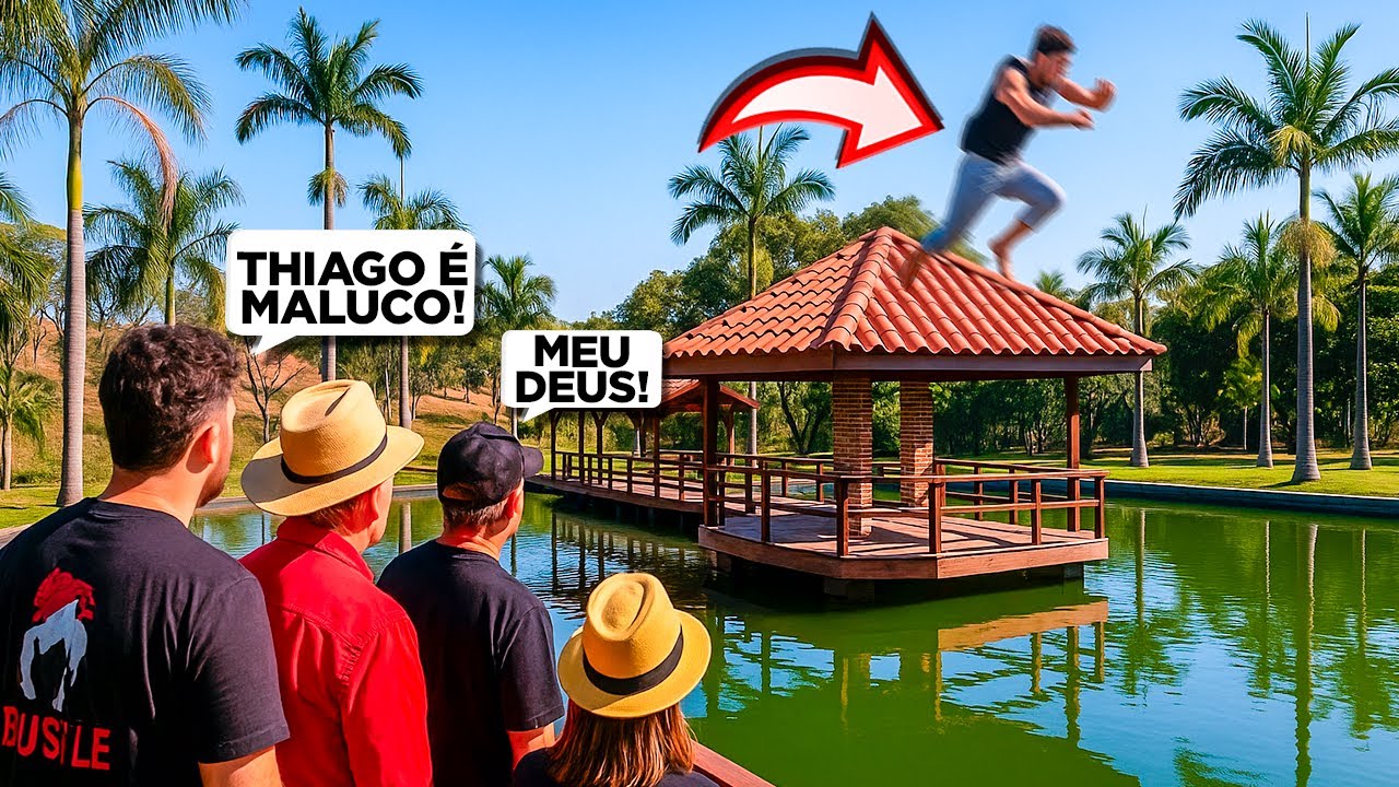 PULEI DE CIMA DO DECK NO LAGO * desafio radical na fazenda *