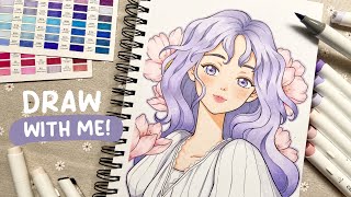 💐 Draw with me / Relaxing Ohuhu Alcohol Brush Markers Coloring Process